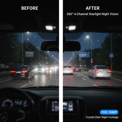 360° Car Dash Cam 4 Channels Video Recorder 1080P Car DVR 3/4 lens Front inside optionalRear View Night Vision Black Box