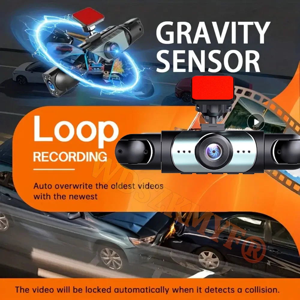 360° Car Dash Cam 4 Channels Video Recorder 1080P Car DVR 3/4 lens Front inside optionalRear View Night Vision Black Box